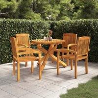 Berkfield Home 5 Piece Garden Dining Set Solid Wood Teak in Brown
