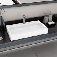 Berkfield Home Wash Basin 80x46x11 cm Mineral Cast/Marble Cast White | Size: 80 x 46 x 11 cm