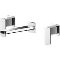 Balterley Square Wall Mount 3 Tap Hole Basin Mixer Tap Chrome in Silver