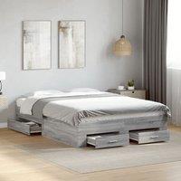 Berkfield Home Bed Frame with Drawers without Mattress Grey Sonoma 140x190 cm