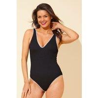 Beachcomber Women's Whipstitch Textured Swimsuit in Black | Size: 18