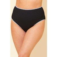 Beachcomber Women's Whipstitch Textured High Waist Bikini Brief in Black | Size: 14