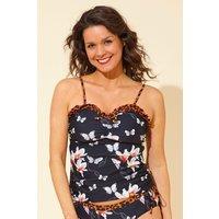 Beachcomber Women's Side Tie Tankini Top in Black | Size: 12