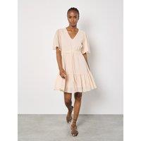 Apricot Women's Diamante Chiffon Mini Dress in Peach | Size: 12