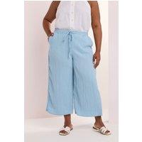 Yours Women's Crinkle Midaxi Culottes in Light Blue | Size: 16