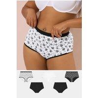 Yours Women's 5 Pack Floral Print Full Briefs in Black | Size: 38-40