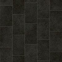 Vinyl Flooring UK Black Tile Effect 2.0mm Cushion Backed Vinyl Flooring Sheet | Size: 2000mm x 1000mm
