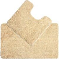 Allure Bath Fashions Deep Pile Microfibre Non Slip Bath Mat Set in Beige
