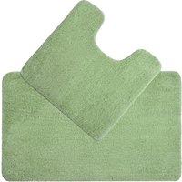 Allure Bath Fashions Deep Pile Microfibre Non Slip Bath Mat Set in Pale Green