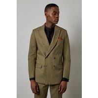 Burton Men's Khaki Linen Double Breasted Suit Jacket | Size: 38R