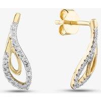 T.H.Baker Women's 9ct Yellow Gold 0.15ct Brilliant Cut Diamond Tear Drop Stud Earrings THE41403-15 (YG)