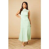Oasis Women's Petite Gathered High Neck Chiffon Midi Dress in Aqua | Size: 12