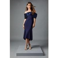 Satin Sleeve Scuba Midi Dress
