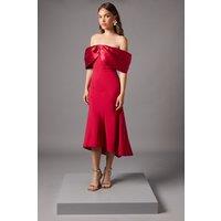 Satin Sleeve Scuba Midi Dress