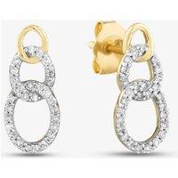 T.H.Baker Women's 9ct Yellow Gold 0.15ct Brilliant Cut Diamond Open Circle Stud Earrings THE31107-15 (YG)