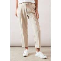 Wallis Women's Petite Button Detail Tapered Trousers in Taupe | Size: 14