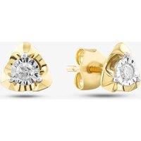 T.H.Baker Women's 9ct Yellow Gold 0.08ct Brilliant Cut Triangular Stud Earrings THE41595-08NJ (YG)