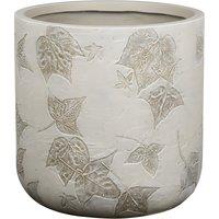 Primrose Natural Stone Effect Round Patio Planter in Embossed Leaf Pattern 44cm in Grey