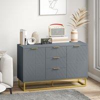 HOMCOM Sideboard Storage Cabinet with Adjustable Shelves in Grey
