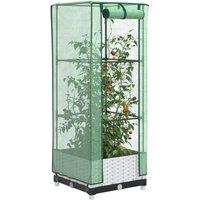 Berkfield Home Raised Bed with Greenhouse Cover Rattan Look 40x40x123 cm in White | Size: 40 x 40 x 123 cm