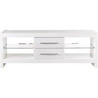 Moderna TV Stand Cabinet with LED White Gloss 140cm