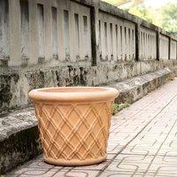 Primrose Round Concrete Garden Planter in Terracotta 37cm
