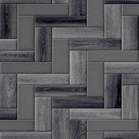 Vinyl Flooring UK Black Herringbone Wood Effect 2.6mm Vinyl Flooring Sheet | Size: 2000mm x 3000mm