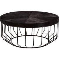 Orsina Kensington Townhouse Hair On Hide Top Round Coffee Table in Black