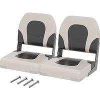 Gymax 2 Pack Upholstered Boat Seat Folding Captain Boat Chair With Back-Grey in Grey