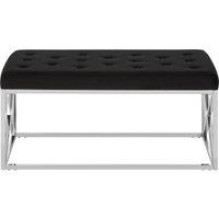 Orsina Allure Black Tufted Seat & Silver Finish Bench