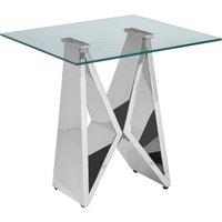 Orsina Modern Design Wing Base End Table, Wing Base Design Metal End Table in Silver