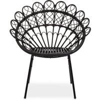 Orsina Black Rattan Round Peacock Chair, Unique Chair with Metal Legs