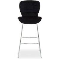 Orsina Black Velvet Bar Chair, Quilted Upholstery With Silver Finish Legs, Modern High Stool For Home Bar