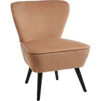 Orsina Natural Fabric Accent Chair, Rubberwood Frame with Natural Upholstery, Modern Retro Armchair