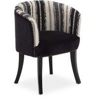 Orsina Black & White Chair, Stud Detail Boho Accent Chair with Mango Wood Legs, Monochrome Upholstered Chair