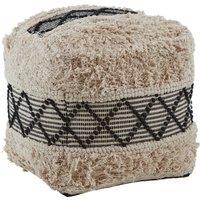 Orsina Cefena Black & White Shaggy Pouffe in Cream