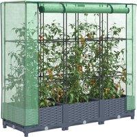 Berkfield Home Raised Bed with Greenhouse Cover Rattan Look 120x40x123 cm in Black | Size: 120 x 40 x 123 cm