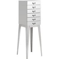 Orsina Modern 6 Drawer Chest, Stainless Steel Dresser With Mirrored Surface in Silver