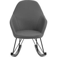 Orsina Light Grey Faux Leather Rocking Chair, Oak Veneer Runners & Lattice Base, Contemporary Accent Chair