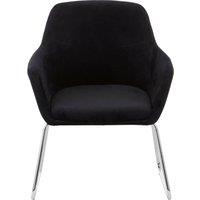 Orsina Black Velvet Armchair With Rounded Back, Accent Seat With Chrome Legs, Occasional Chair, Functional Chair