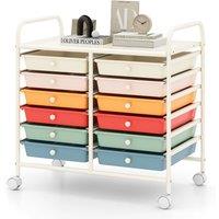 Gymax 12 Drawers Multi-Purpose Utility Cart Storage Rolling Cart With Handles