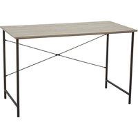 Orsina Sleek Grey Oak Desk With Black Metal Frame, Work Desk for Computer