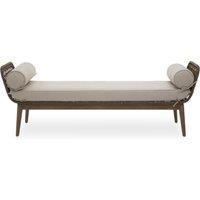 Orsina Rattan Woven Day Bed with 2 side Round Pillow, Rattan Lounge Bench in Natural