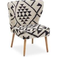 Orsina Berber Style Mango Wood Chair, Geometric Wingback Armchair For Living Room, Textured Cotton Upholstery