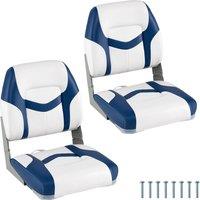 Gymax 2-Pack Boat Seats Folding Low Back Boat Chairs With Sponge Padding Dark Blue