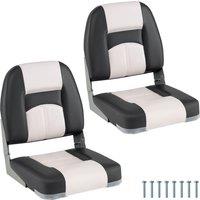 Gymax 2-Pack Boat Seats Waterproof PVC Leather Folding Boat Chairs With Back in Grey
