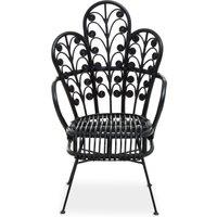 Orsina Black Natural Rattan Scalloped Back Chair