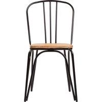 Orsina Industrial Dining Chair Elm Wood Seat With Black Finish Metal Frame, Comfortable Dining Chair For Lunch