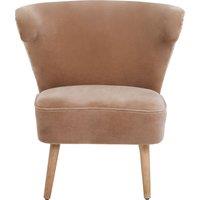 Orsina Mink Velvet & Natural Linen Chair, Dual Tone Accent Chair With Stud Detailing, High Back Chair in Brown