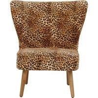 Orsina Leopard Print Velvet Chair, High Back Accent Chair With Padded Seat, Curved Shape Mango Wood Frame in Brown